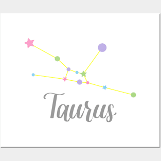 Taurus Zodiac Constellation in Pastels Posters and Art